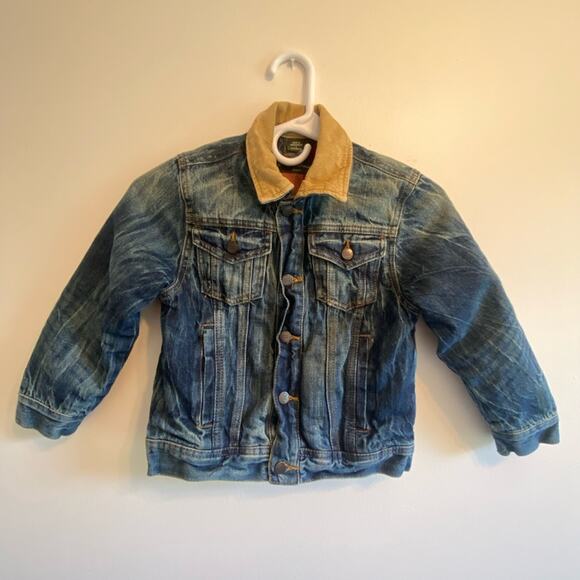 Eddie Bauer Tan and Blue Denim Jean Jacket - Picture 1 of 4